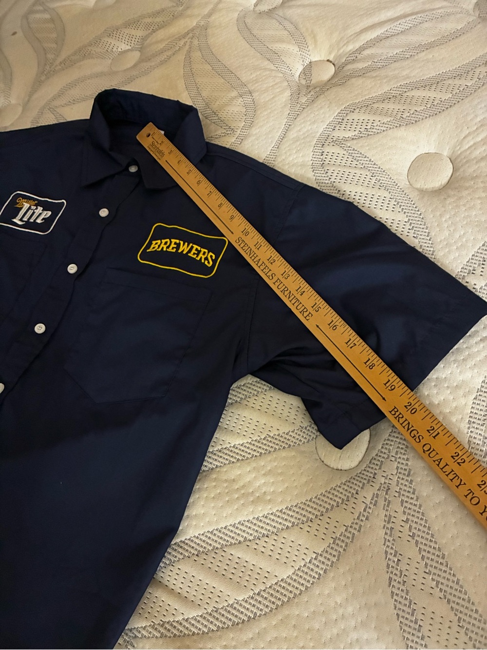 Miller Lite Milwaukee Brewers Vintage Button Down Short Sleeve Shirt - Picture 6 of 9